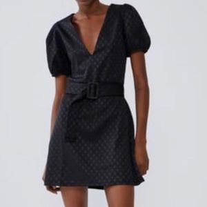 Zara black polka dot mini dress